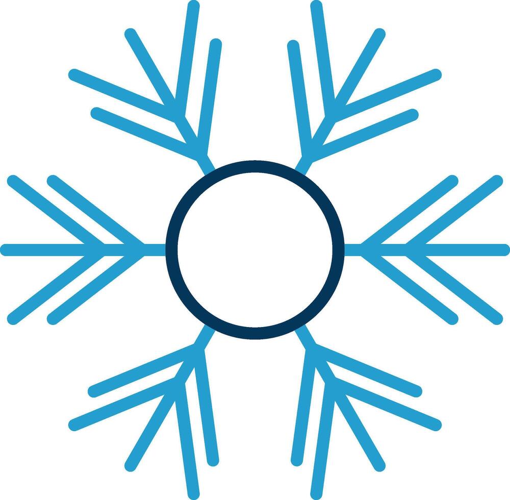 Snowflake Line Blue Two Color Icon vector