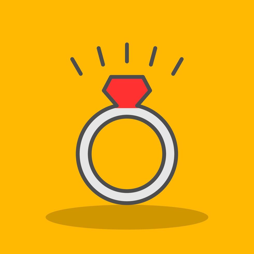 Diamond Ring Filled Shadow Icon vector