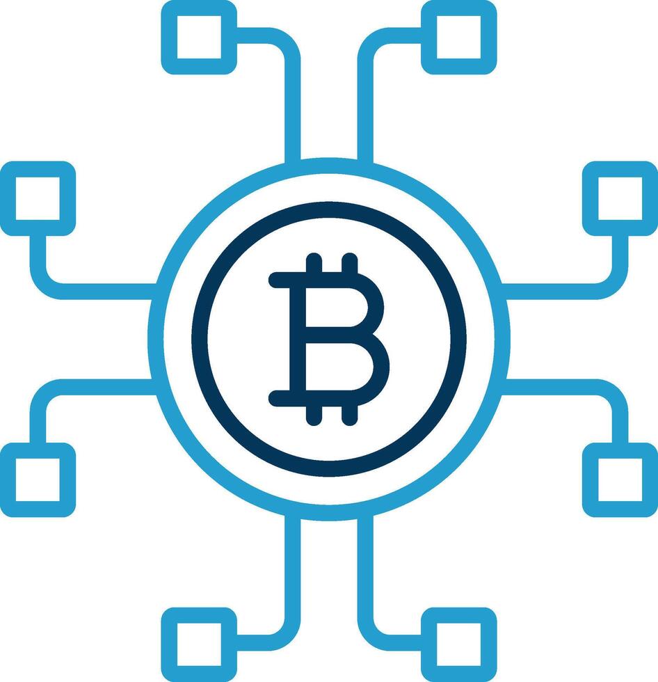 Decentralized Decentralized Line Blue Two Color Icon vector