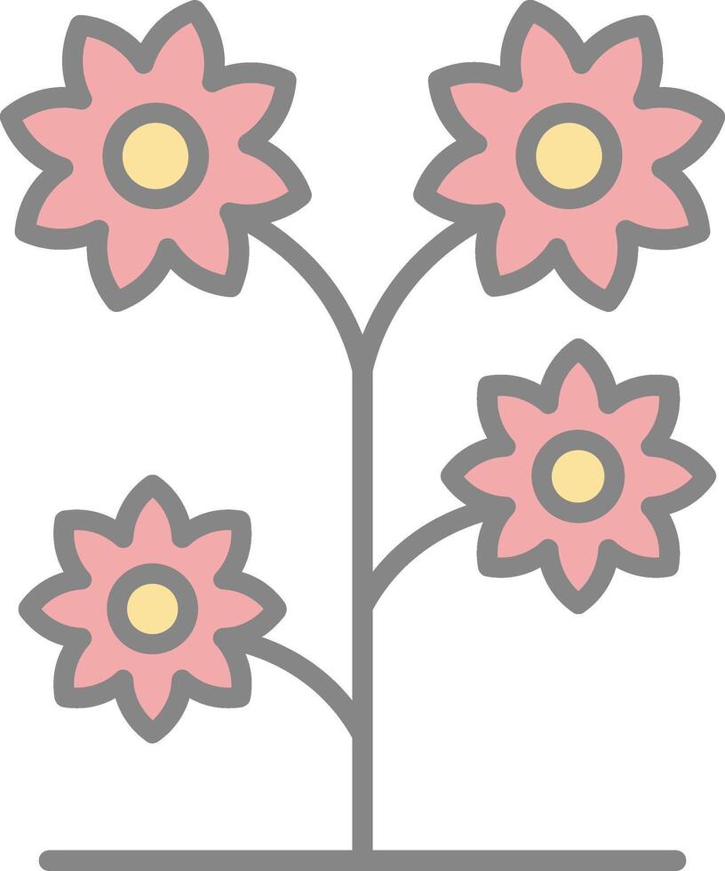 Flower Line Filled Light Icon vector