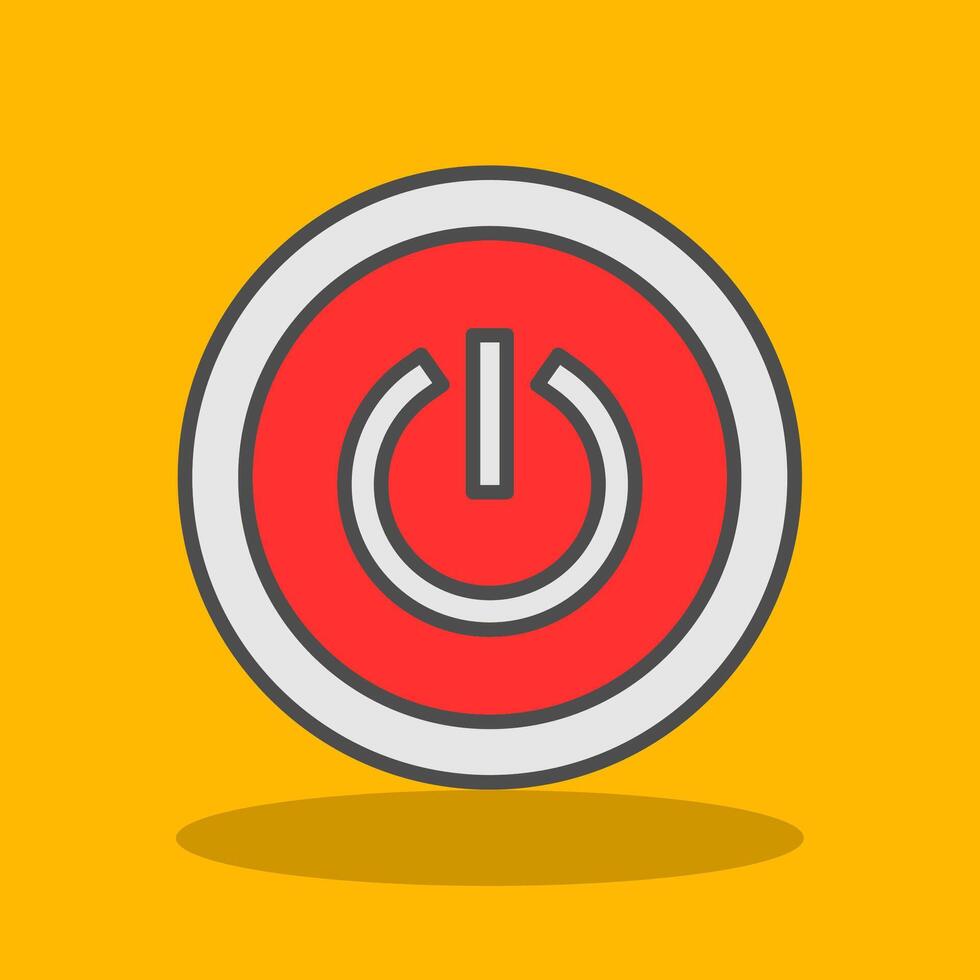 Power Button Filled Shadow Icon vector