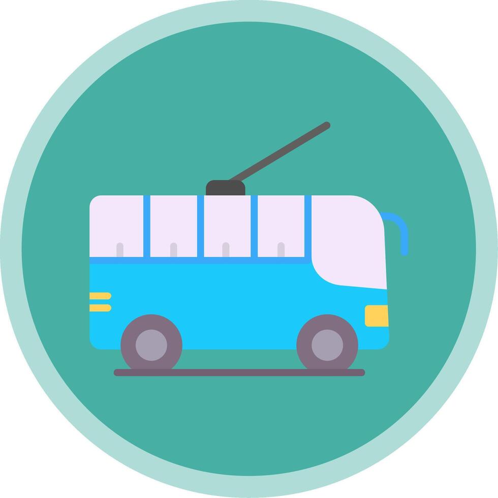 Trolleybus Flat Multi Circle Icon vector