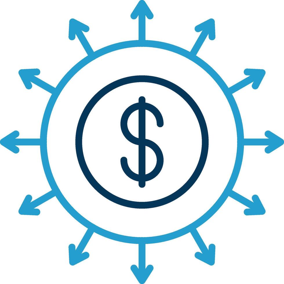 Budget Spending Line Blue Two Color Icon vector