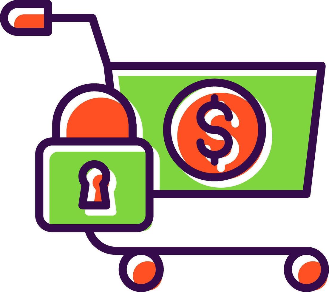 Secure Onfilled Design Shopping filled Design Icon vector