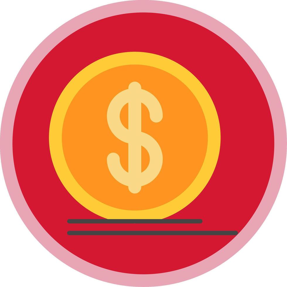 Dollar Coin Flat Multi Circle Icon vector