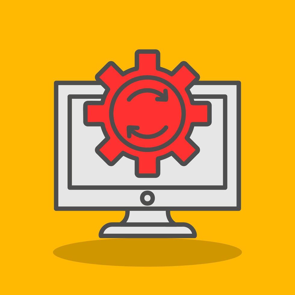 Data Processing Filled Shadow Icon vector