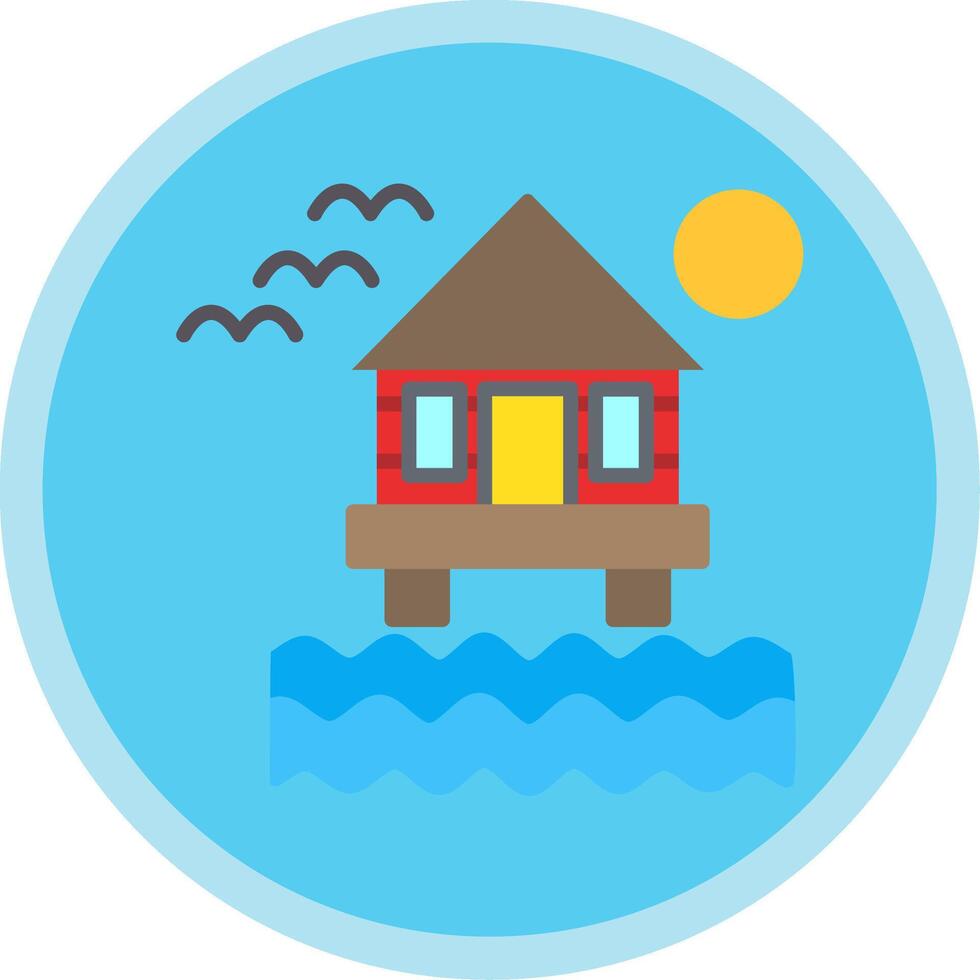 Beach Villa Flat Multi Circle Icon vector
