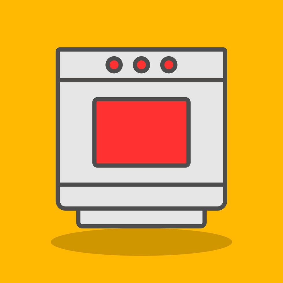 horno lleno sombra icono vector