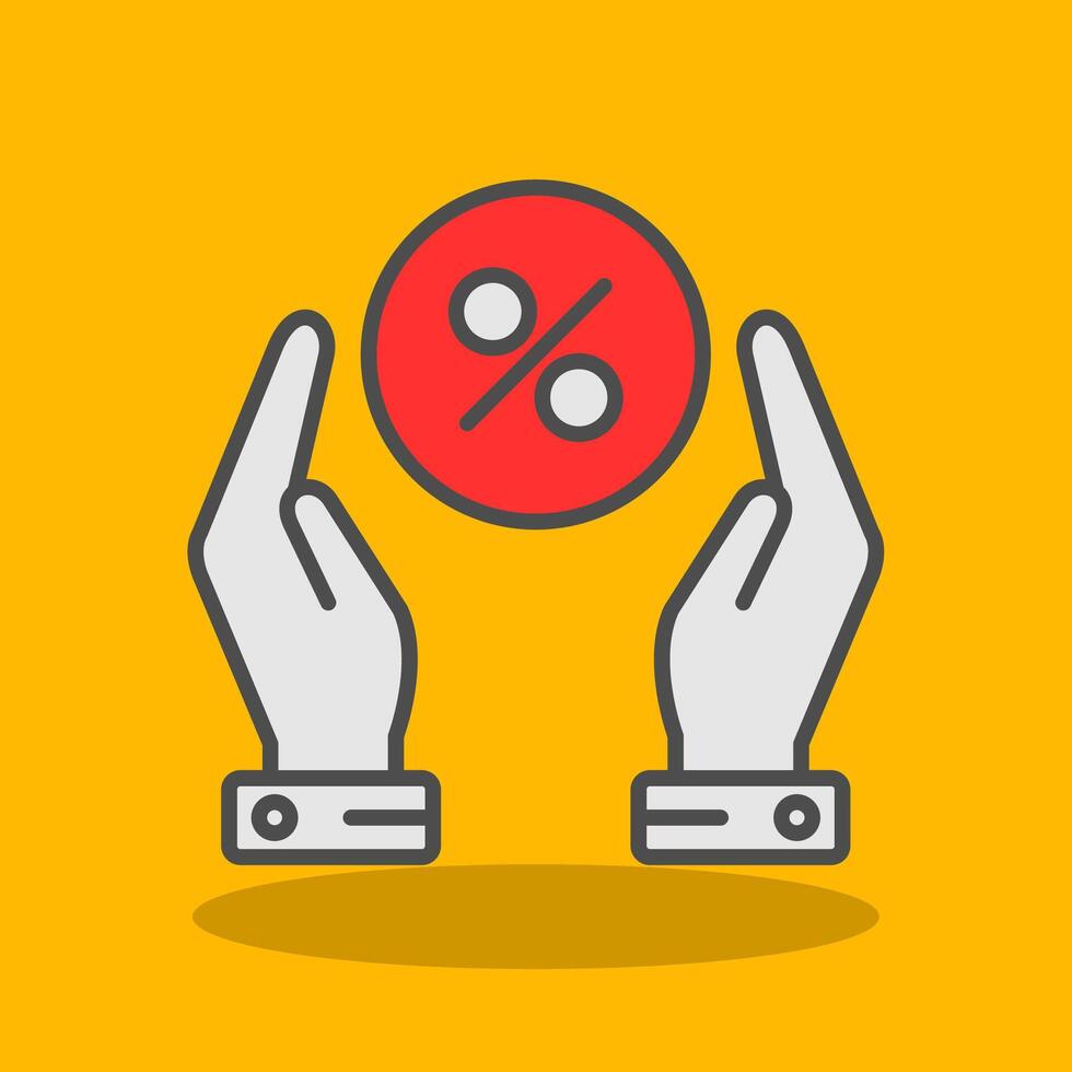 Hand Take And Percent Filled Shadow Icon vector