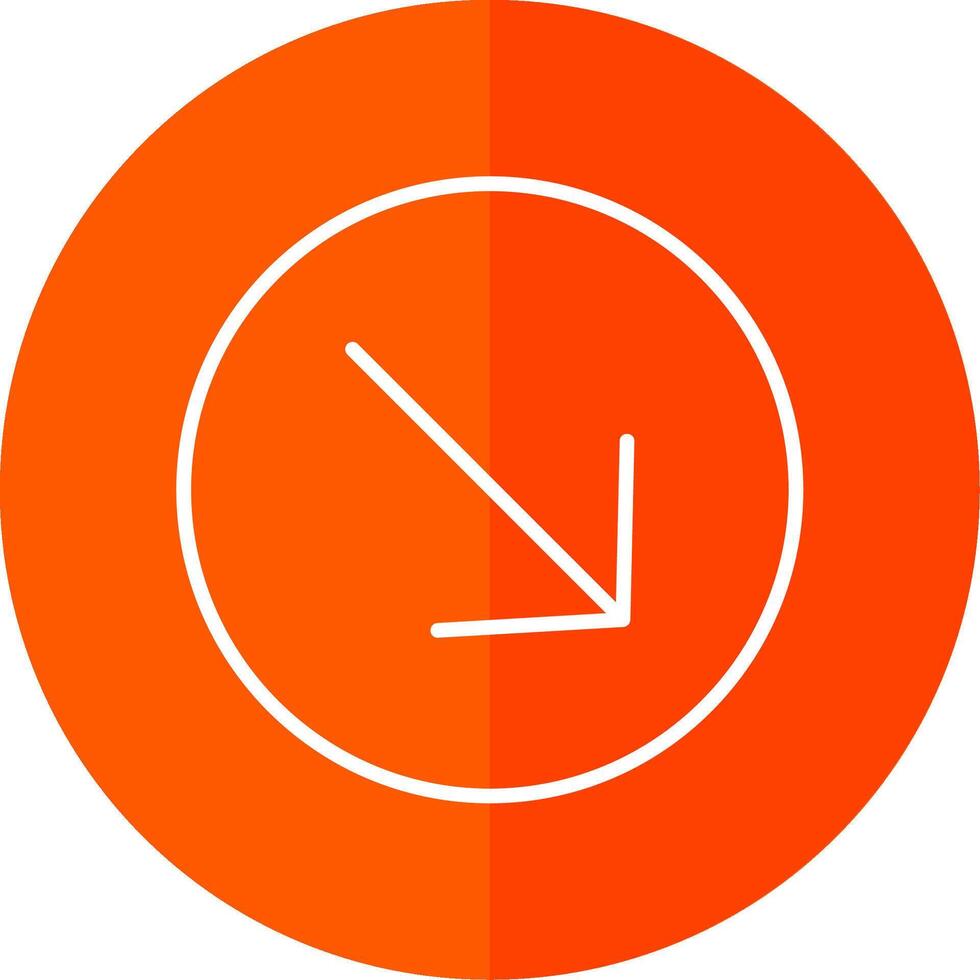 Down Right Arrow Line Red Circle Icon vector