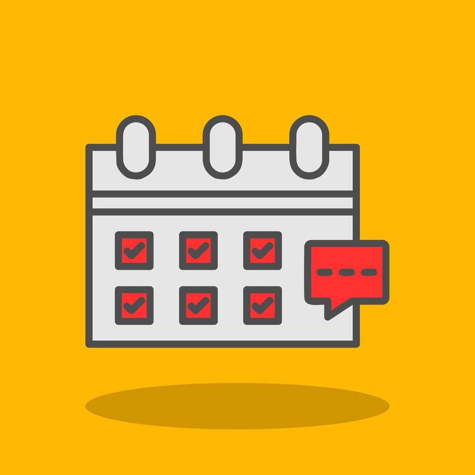 Calendar Filled Shadow Icon vector