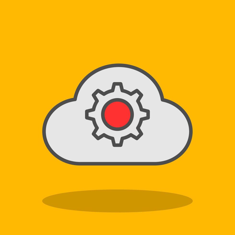 Cloud Settings Filled Shadow Icon vector