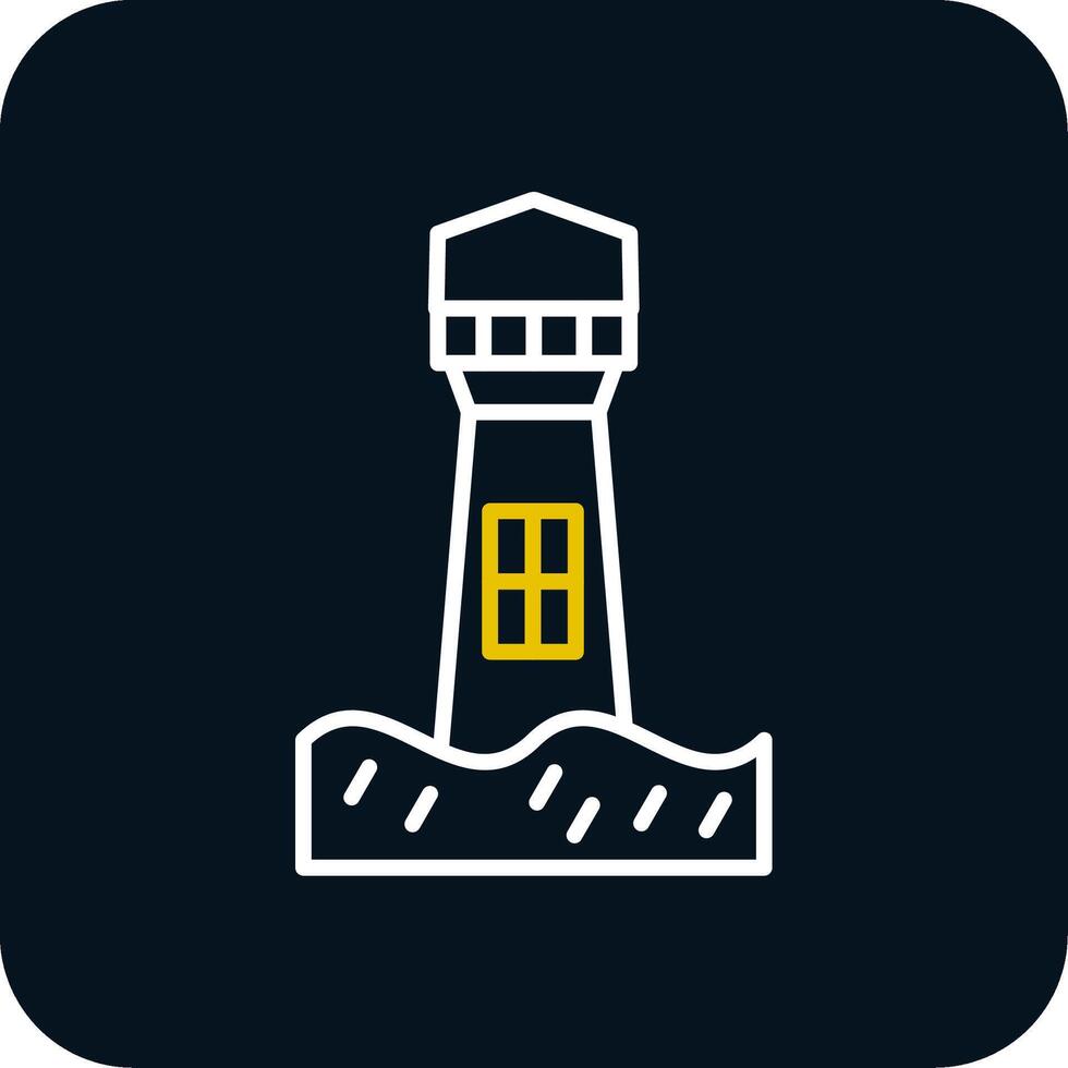 Lighthouse Line Red Circle Icon vector