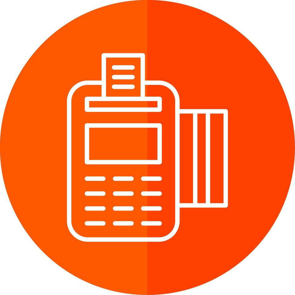 Pos Terminal Line Red Circle Icon vector