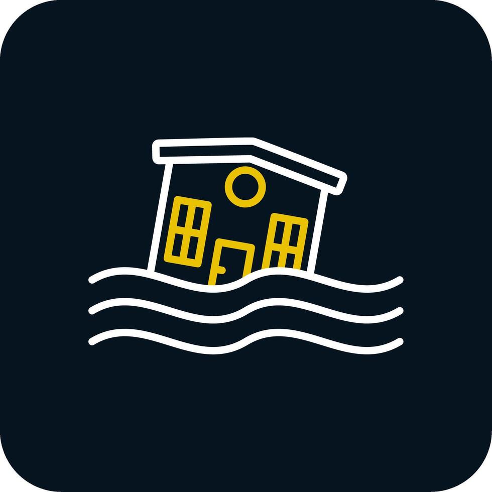 Flooded House Line Red Circle Icon vector