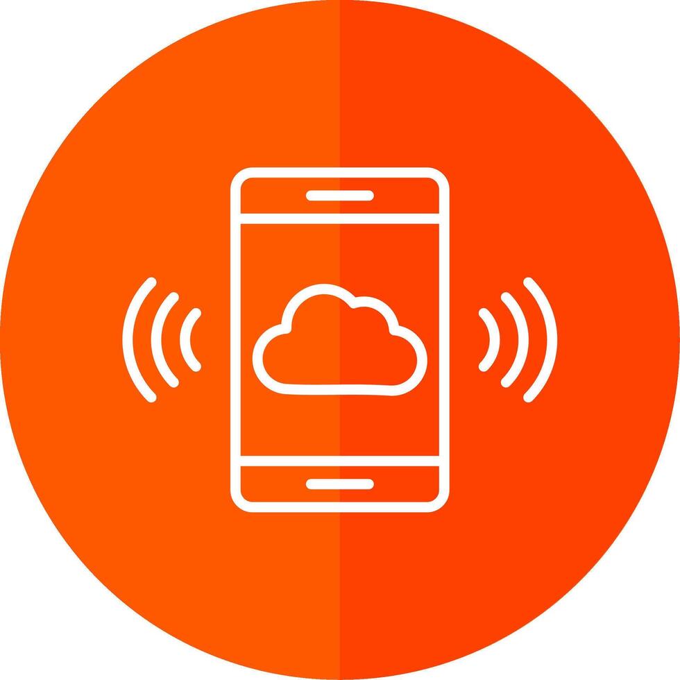 Mobile Cloud Line Red Circle Icon vector