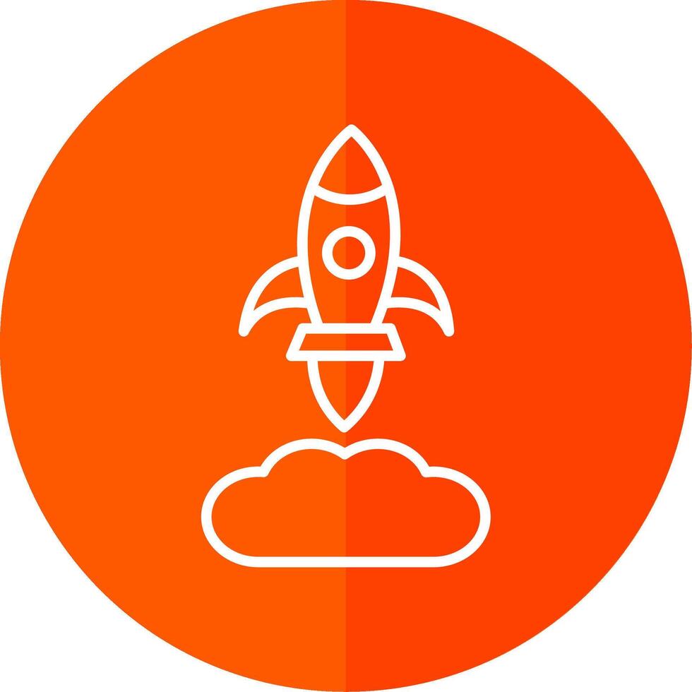 Rocket Launch Line Red Circle Icon vector