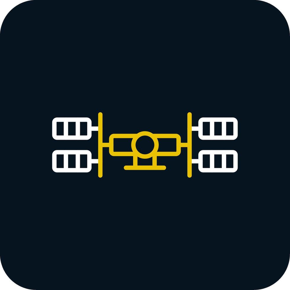 Space Station Line Red Circle Icon vector