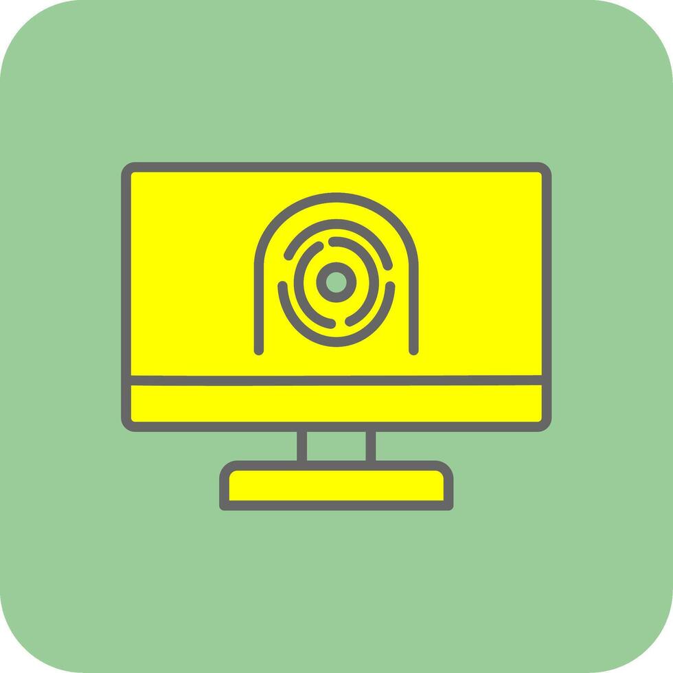 Security Computer Faceprint Filled Yellow Icon vector