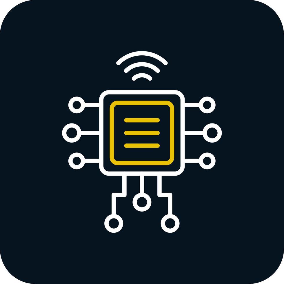 Computer Chip Line Red Circle Icon vector