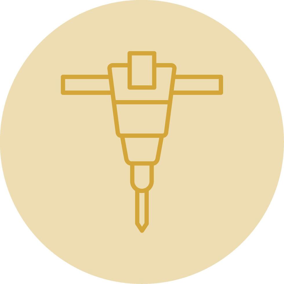 Jackhammer Line Yellow Circle Icon vector