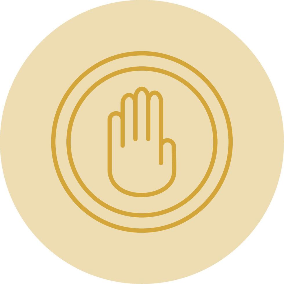 Stop Hand Line Yellow Circle Icon vector