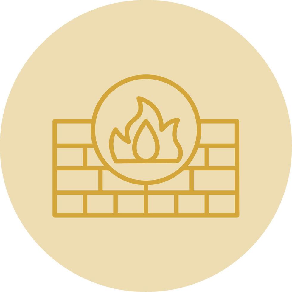 Firewall Line Yellow Circle Icon vector
