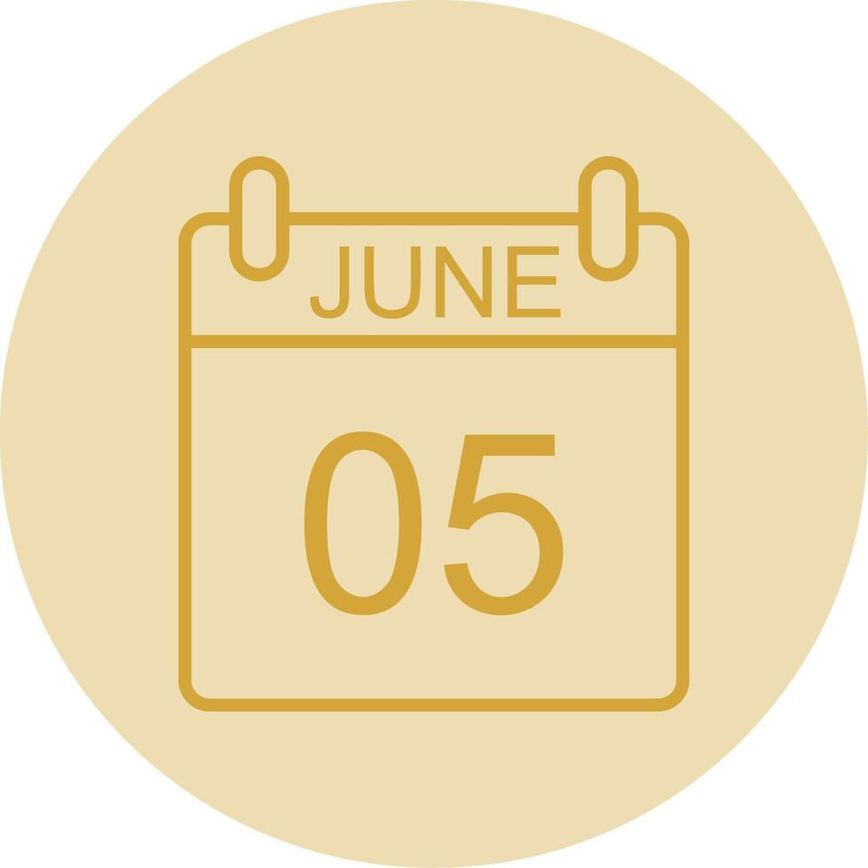 June Line Yellow Circle Icon vector
