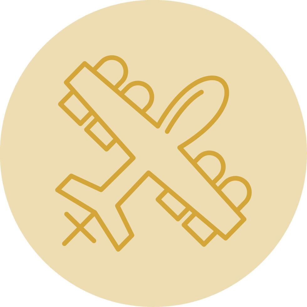 Military Drone Line Yellow Circle Icon vector