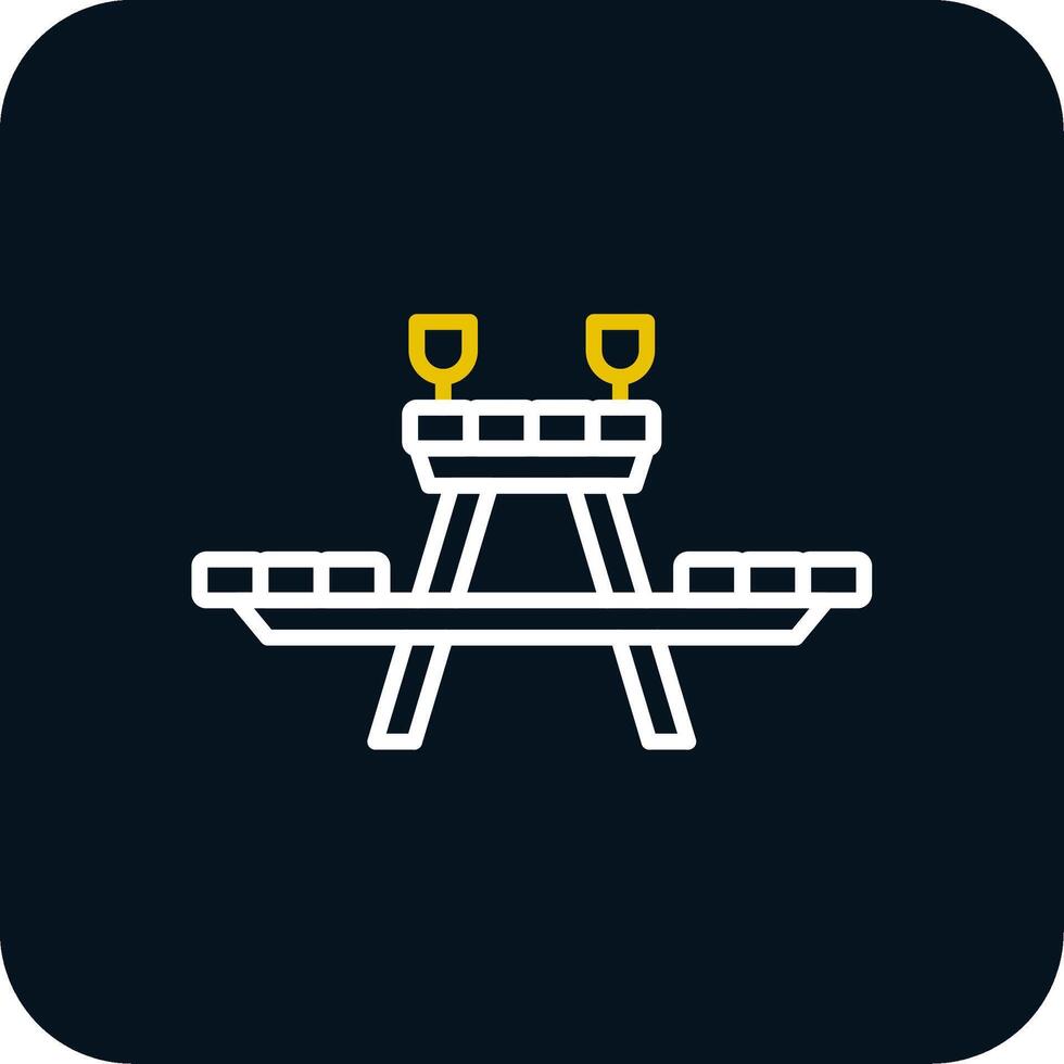 Picnic Table Line Red Circle Icon vector