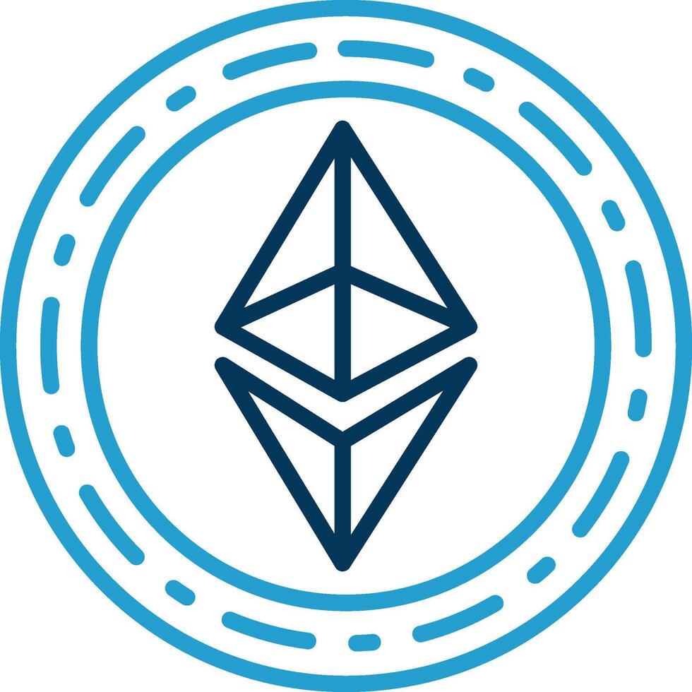 Ethereum Coin Line Blue Two Color Icon vector
