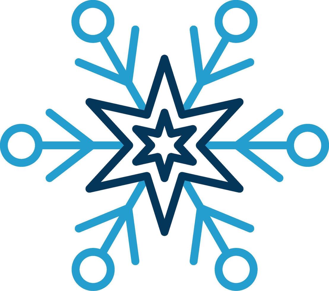 Snowflake Line Blue Two Color Icon vector