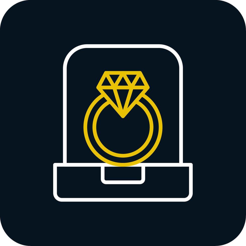 Diamond Ring Line Red Circle Icon vector
