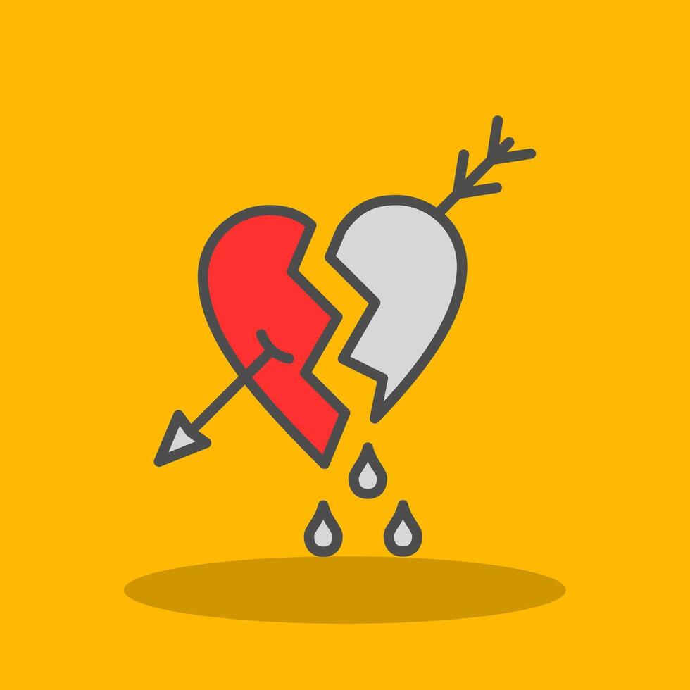 Broken Heart Filled Shadow Icon vector