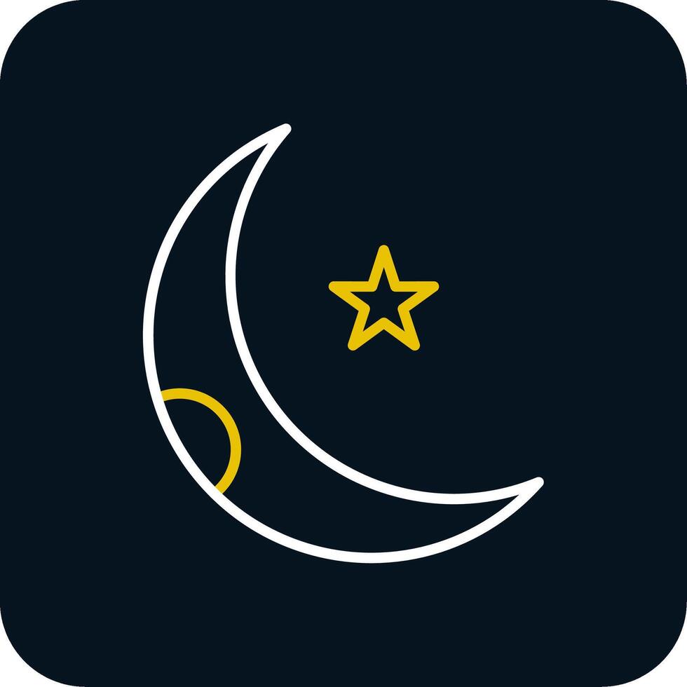 Moon Line Red Circle Icon vector