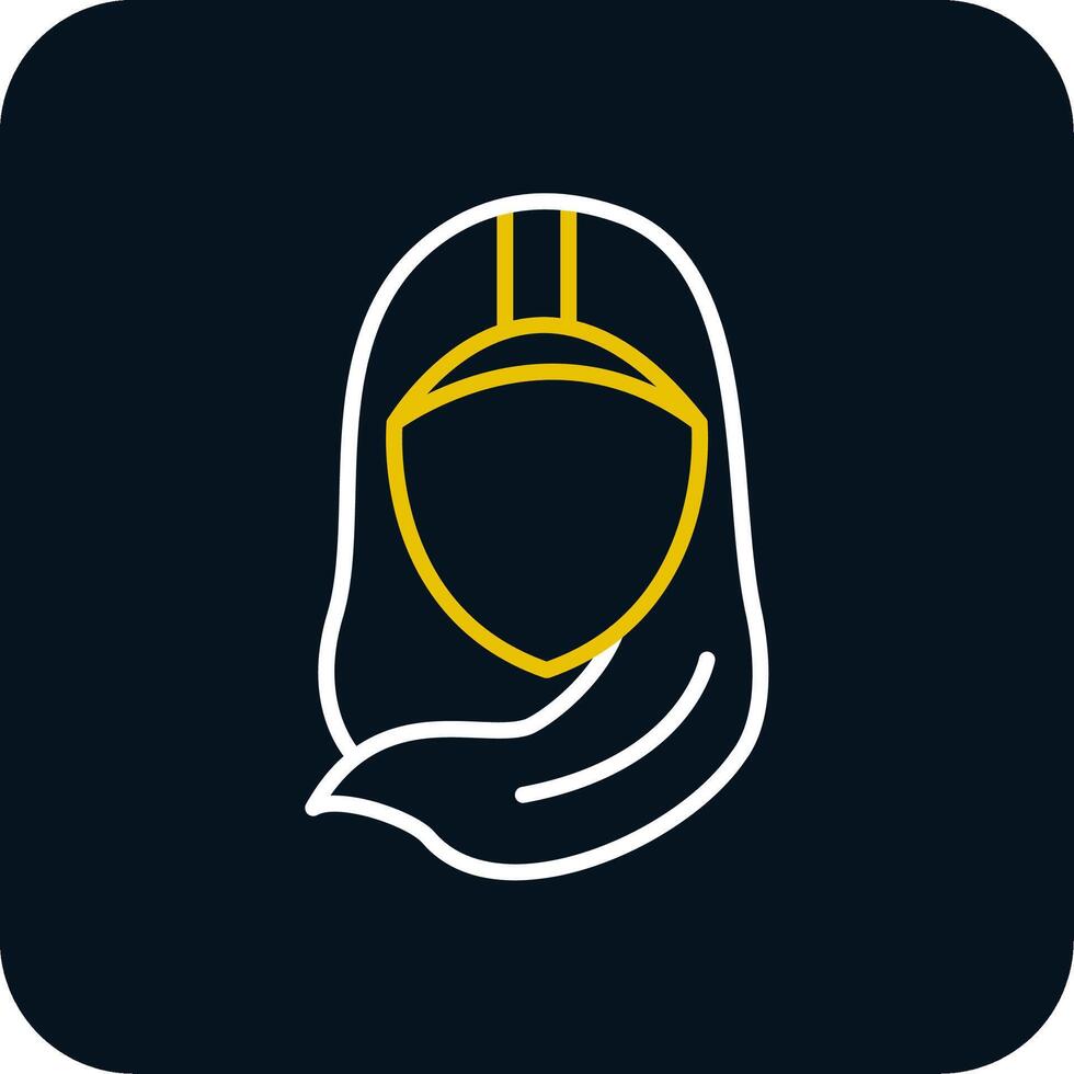 Hijab Line Red Circle Icon vector