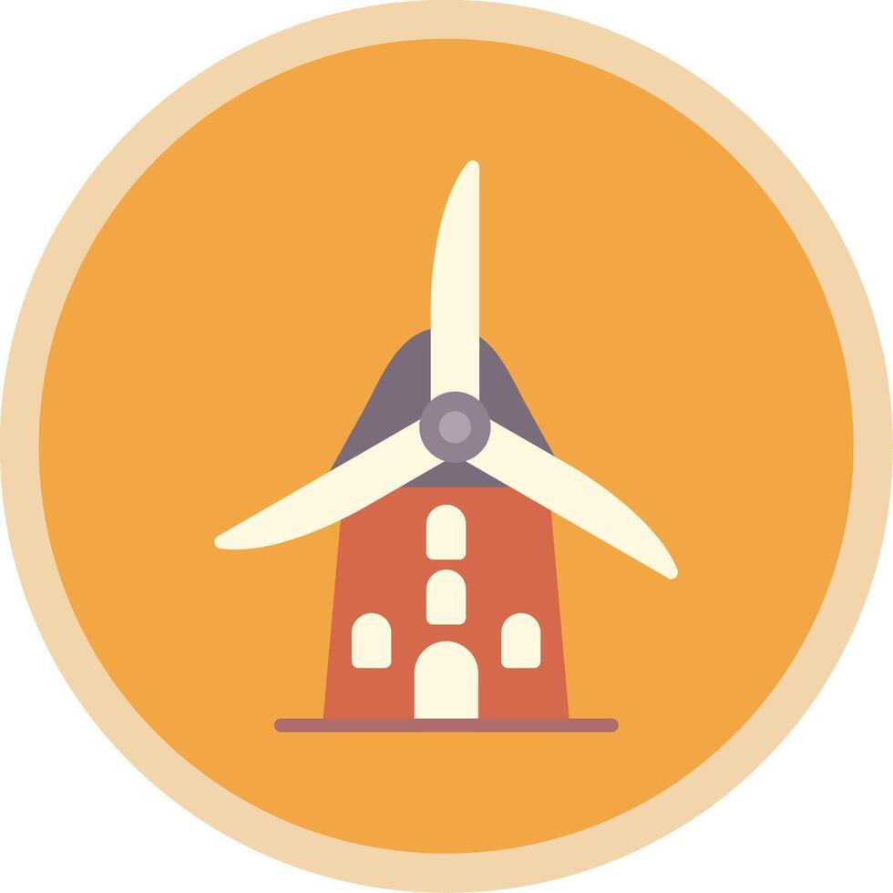 Wind Mill Flat Multi Circle Icon vector