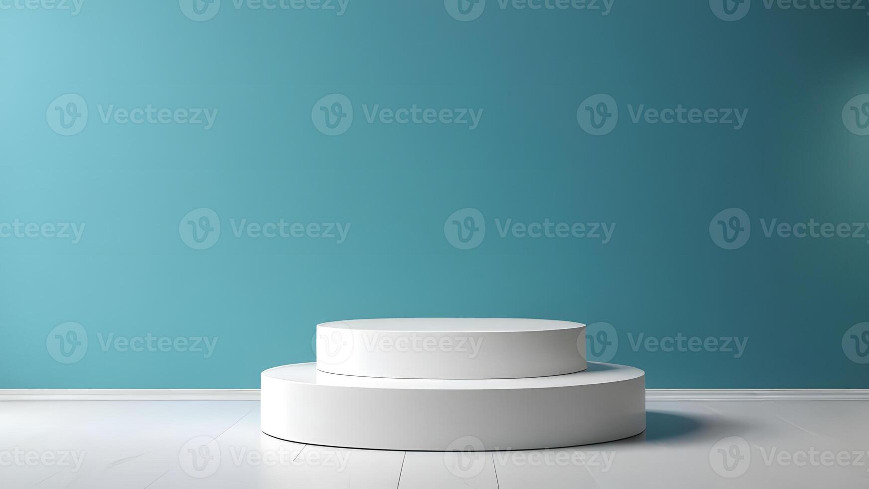 podium for product presentation. 3d rendering, blue background photo