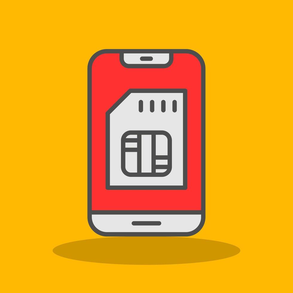 Sim Card Filled Shadow Icon vector