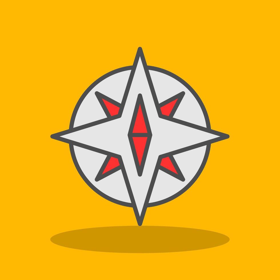 Compass Filled Shadow Icon vector
