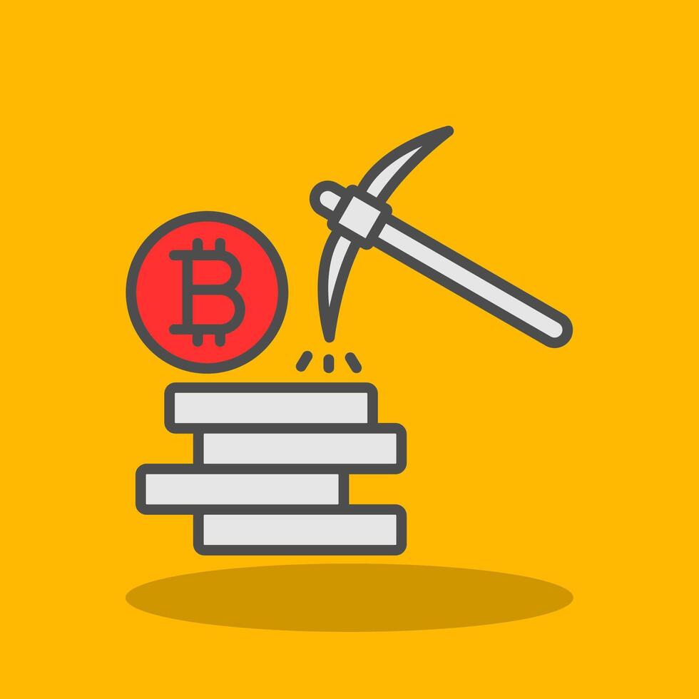 Bitcoin Mining Filled Shadow Icon vector