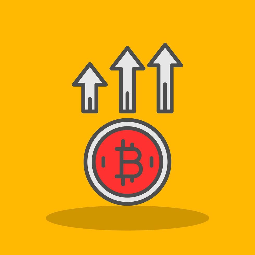Bitcoin Up Filled Shadow Icon vector