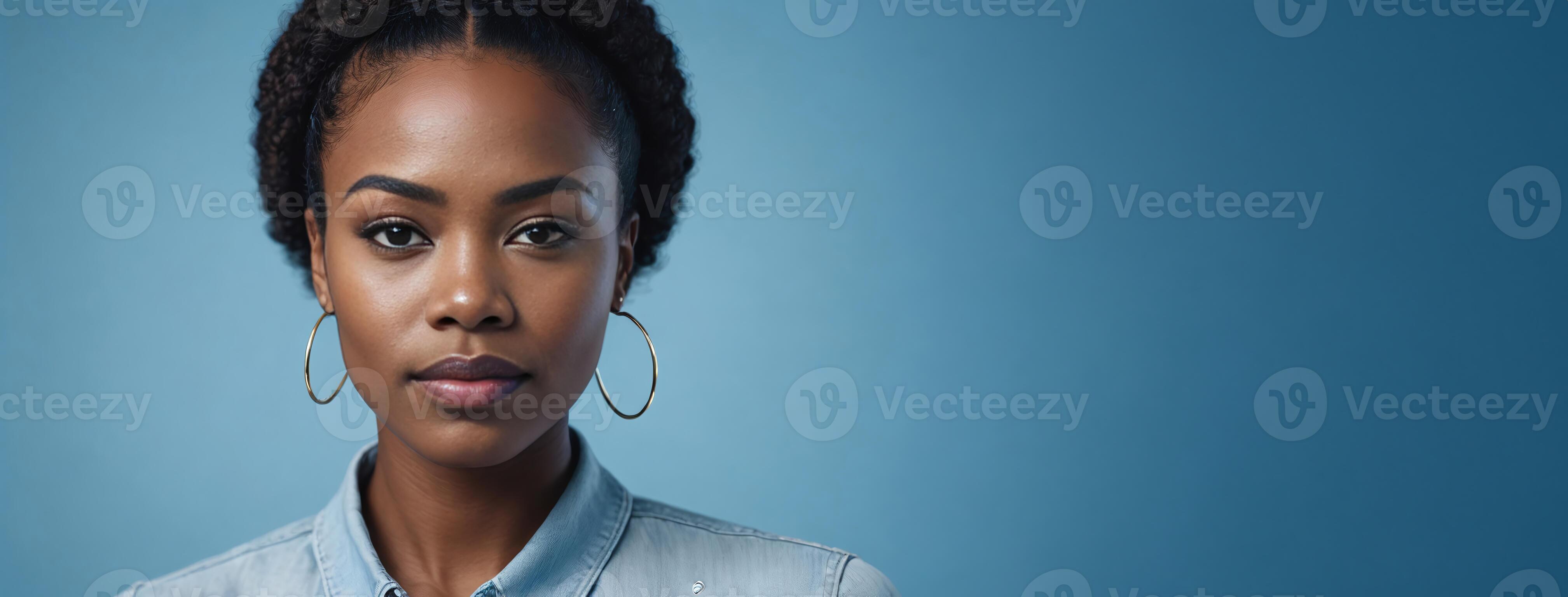 Attorney African American 2025 Woman Isolated On A Ice Blue Background Attorney African American 2025 Woman Isolated On A Ice Blue Background With Copy Space Photo