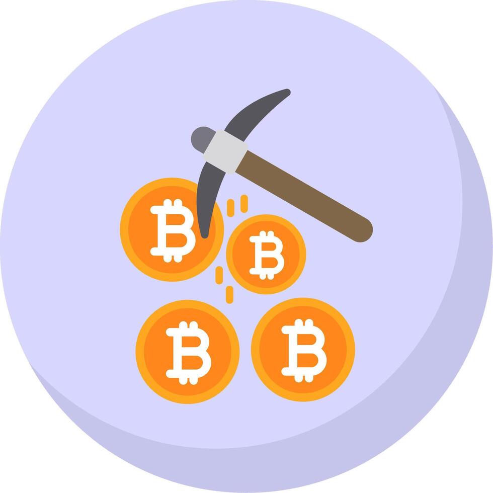 Bitcoin Mining Flat Bubble Icon vector