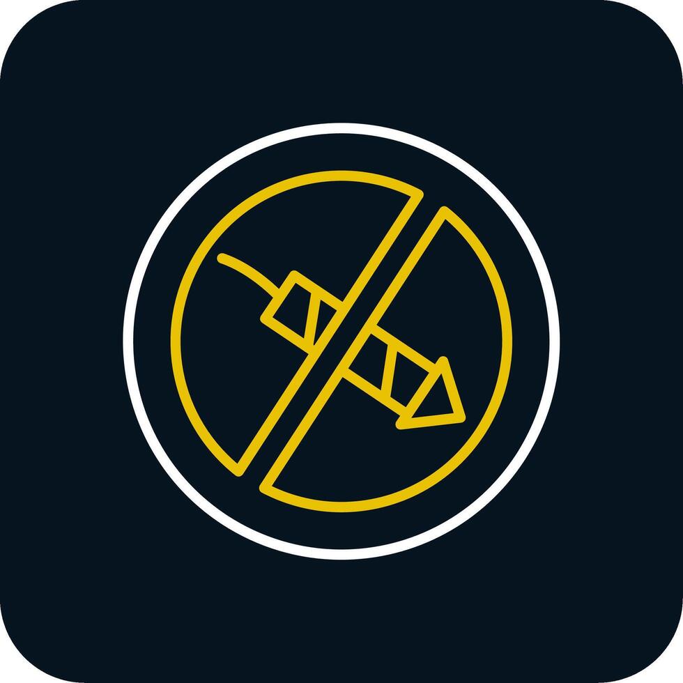 No Firework Line Red Circle Icon vector