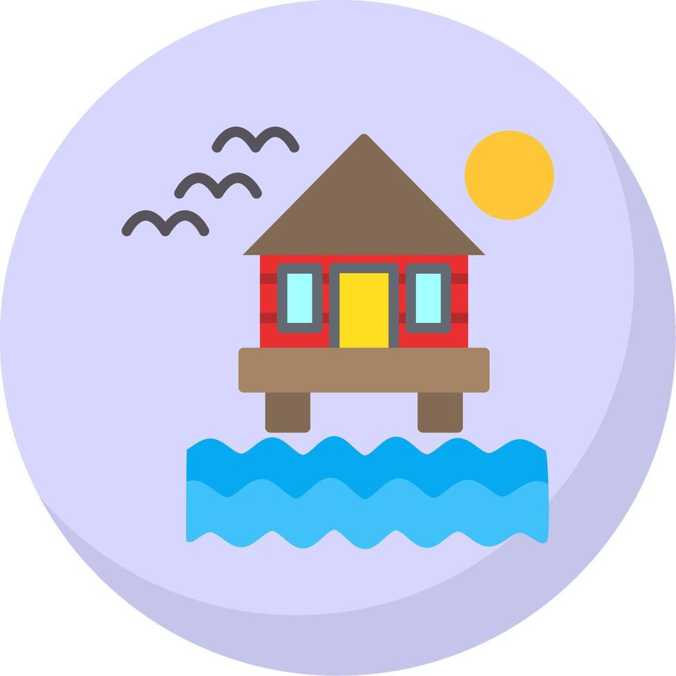 Beach Villa Flat Bubble Icon vector