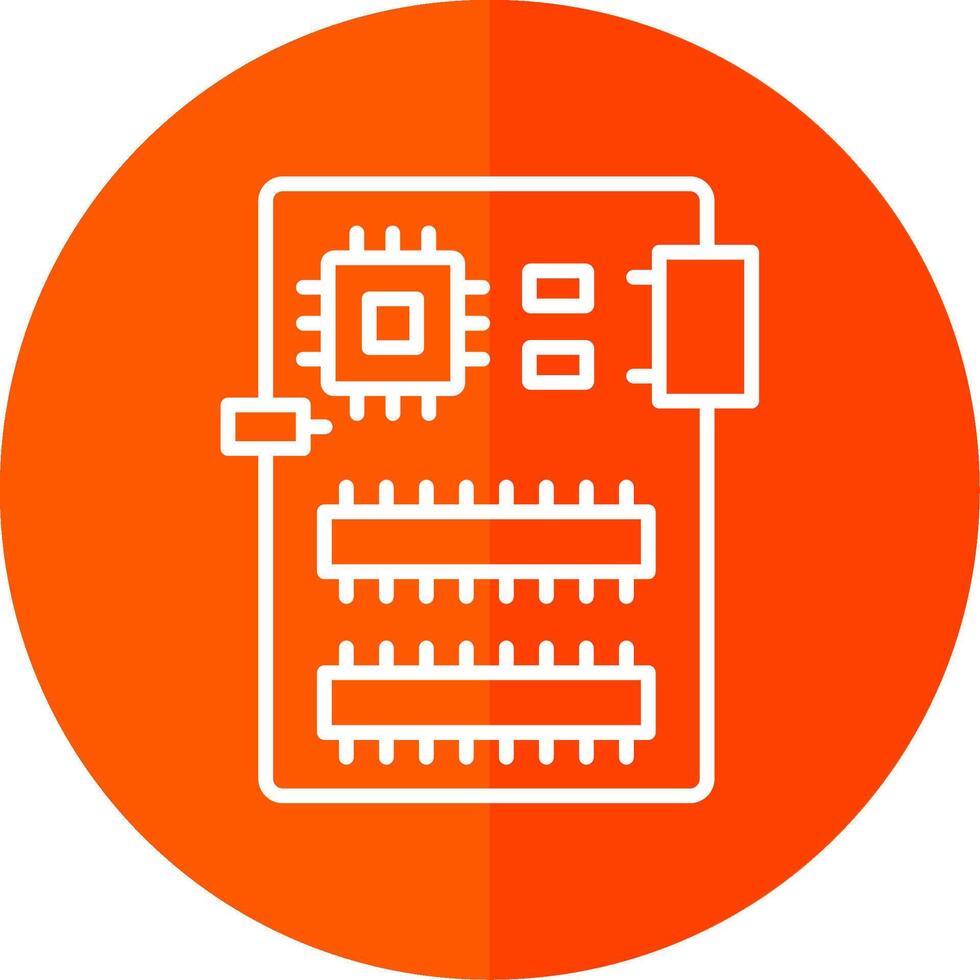 Circuit Board Line Red Circle Icon vector