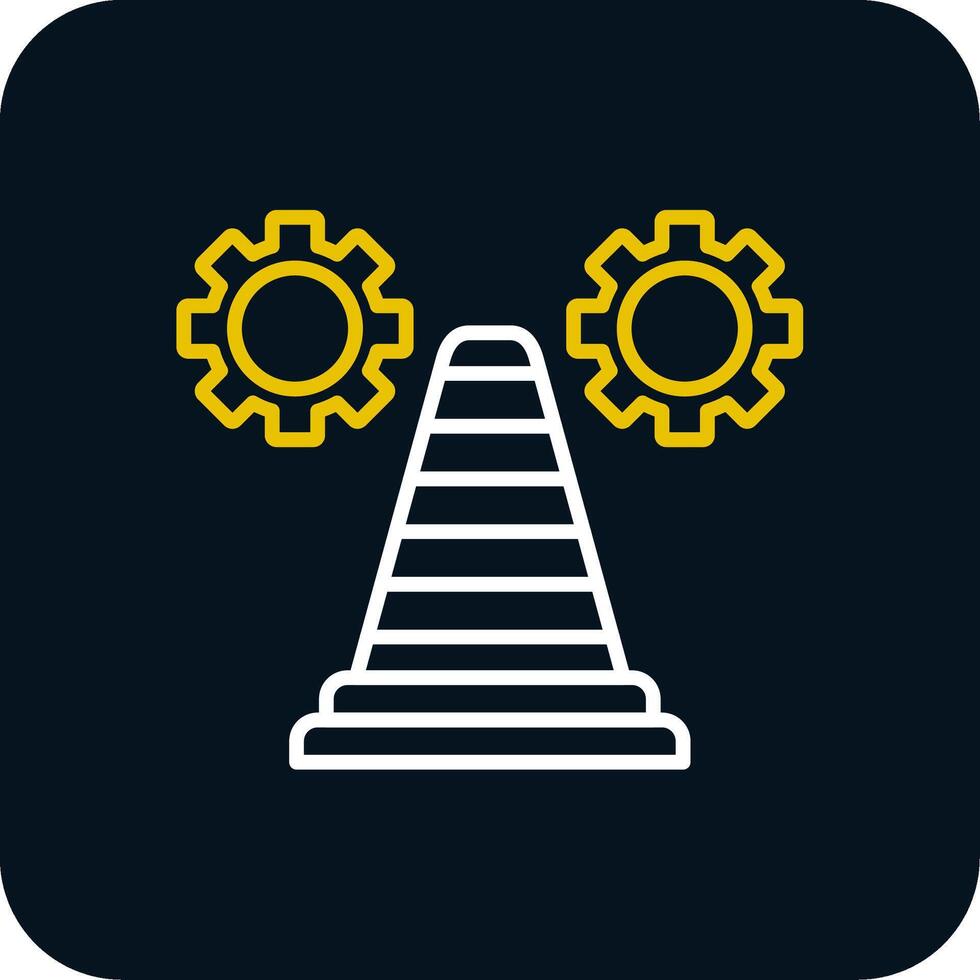 Traffic Cone Line Red Circle Icon vector