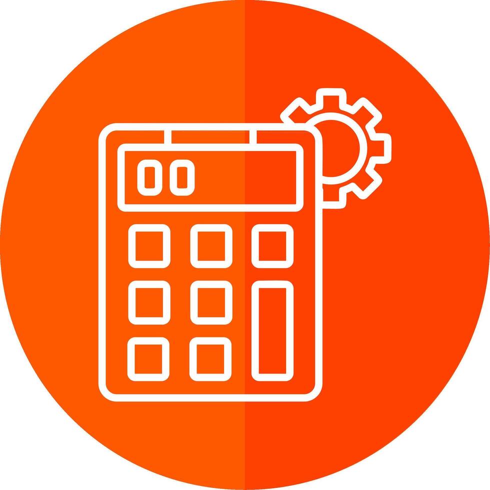 Calculator Line Red Circle Icon vector