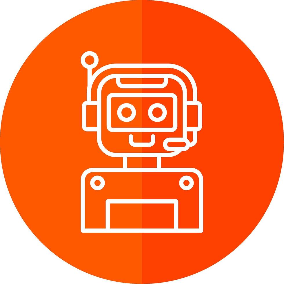 Robot Line Red Circle Icon vector